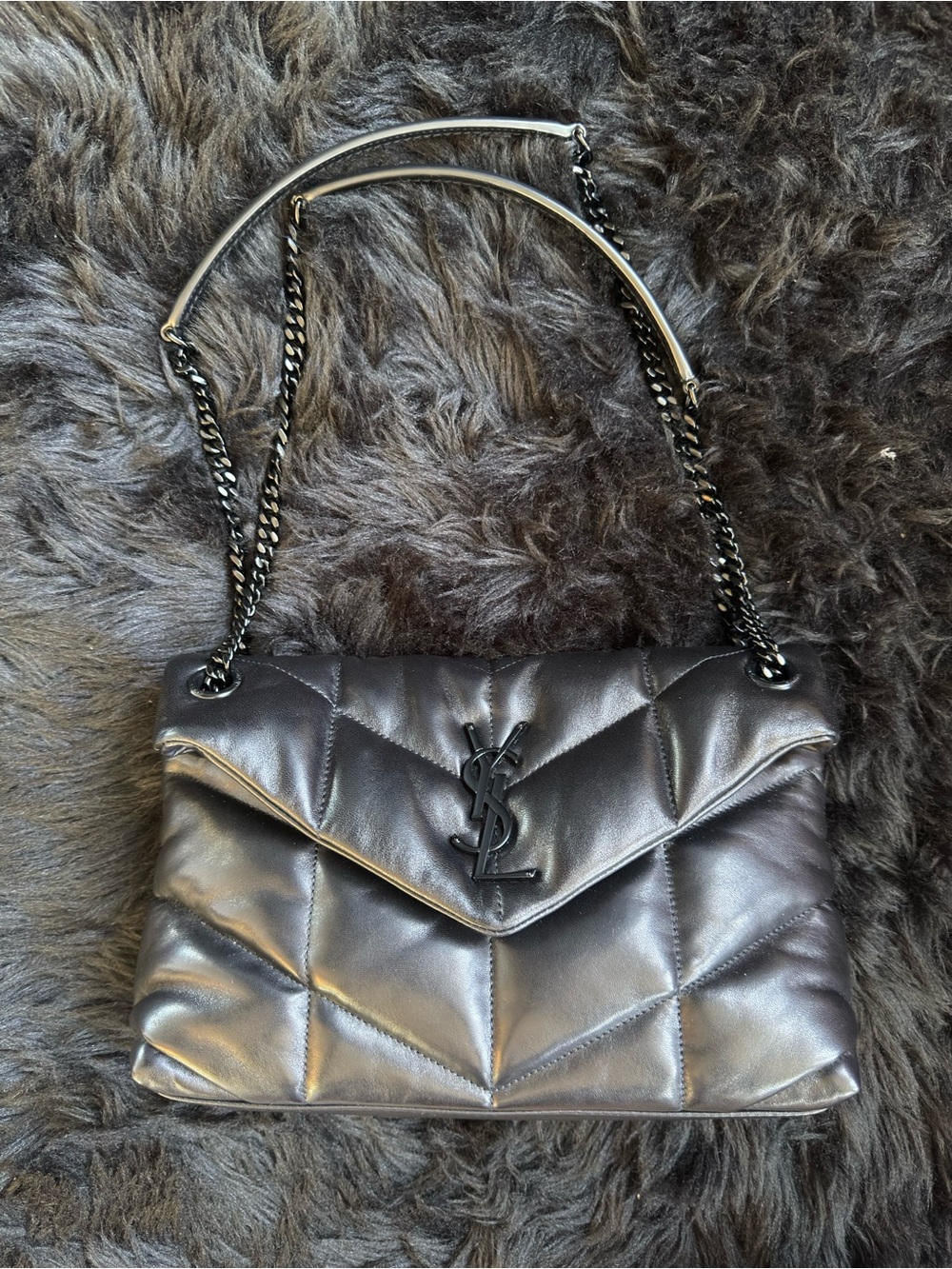 Saint Laurent YSL Black on Black Small Loulou Quilted Leather Shoulder Bag
